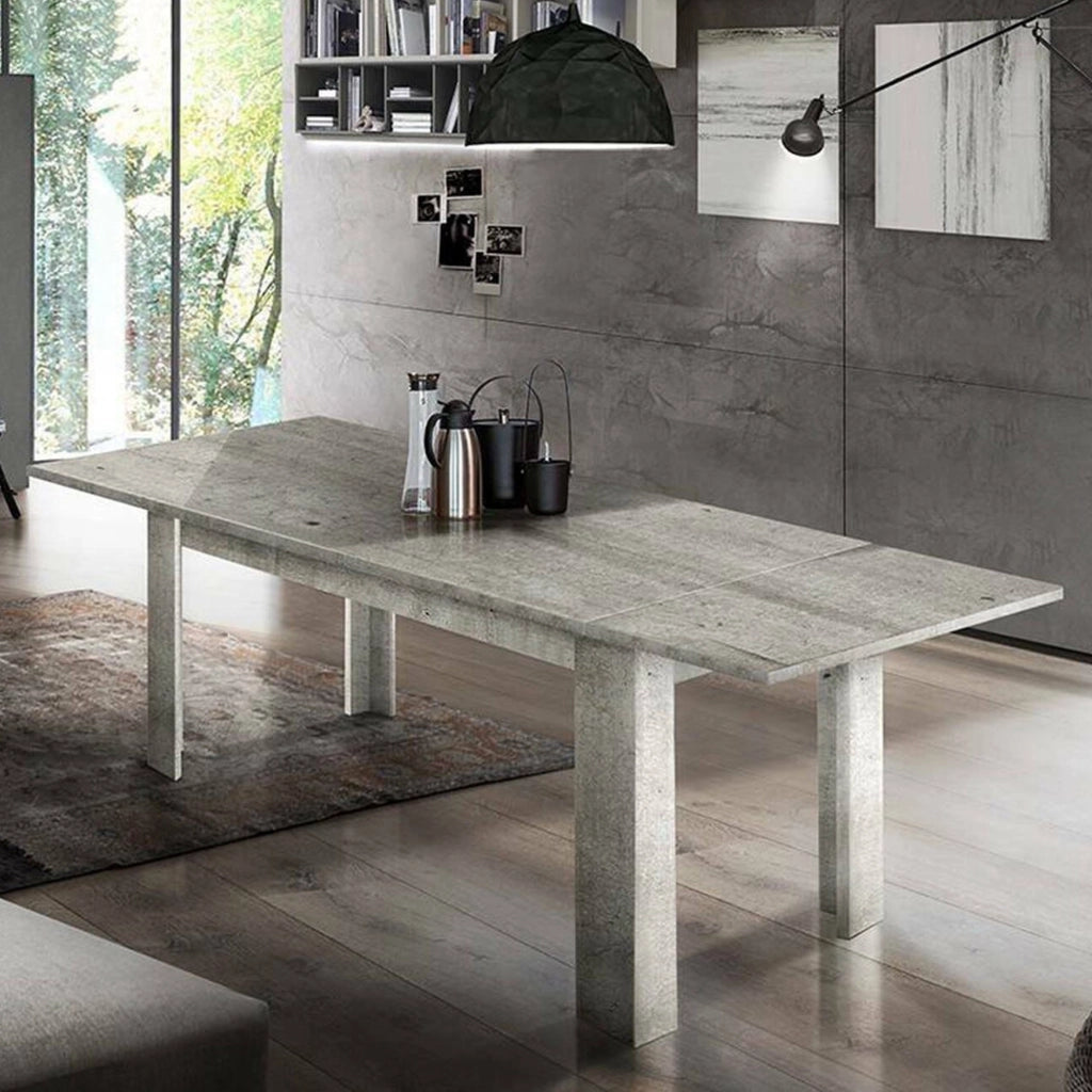Tavolo per sala da pranzo Agenore, Made in Italy, Tavolo moderno con allunghe, Consolle allungabile, cm 160/210x90h75, Cemento