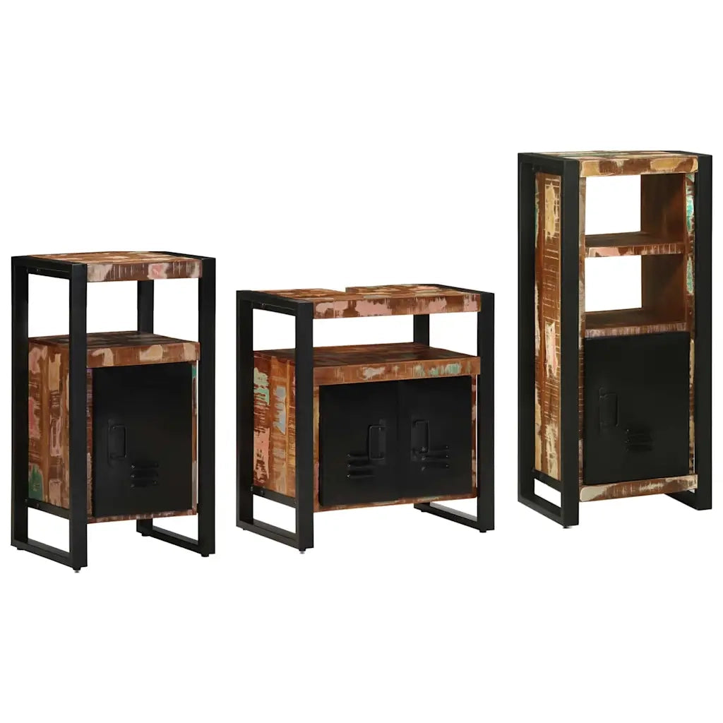vidaXL Set di mobili per il bagno 3 pcs Legno massello riciclato