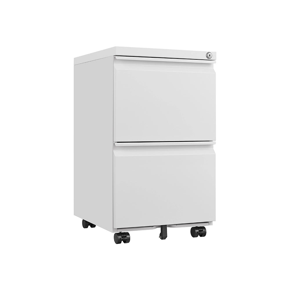 Archivio metallico mobile a 2 cassetti con serratura - Xylo - 25,6 pollici di altezza, bianco