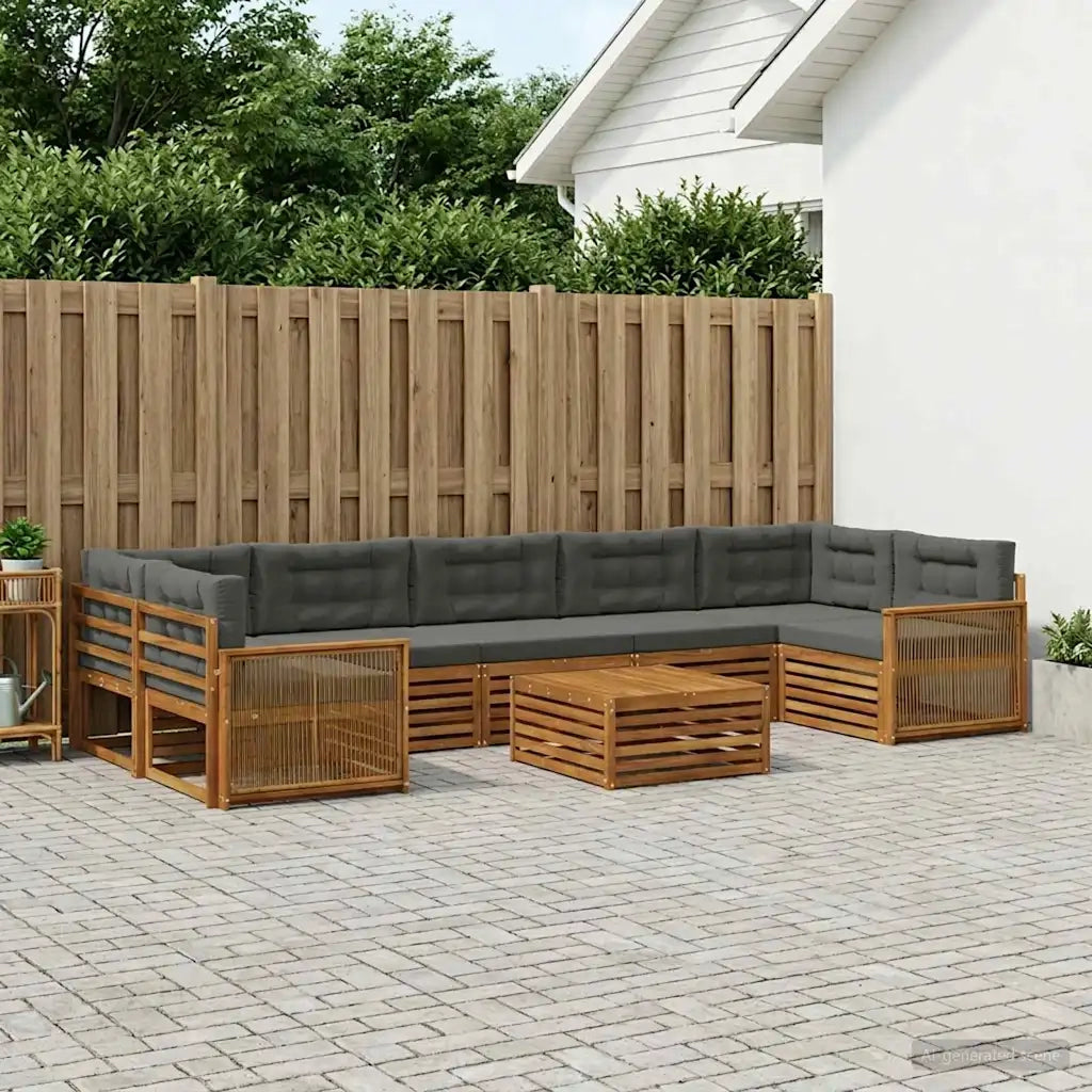 Set di divani da esterno con cuscino 8 pcs Naturale e Antracite 3383150
