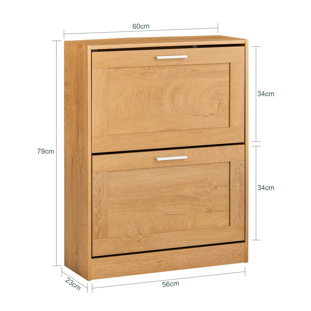 Scarpiera ribaltabile Scarpiera a 2 ribalte Portascarpe salvaspazio Slim, 60x23x79cm Naturale FSR137-N SoBuy