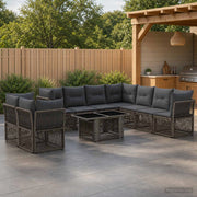 Set Divano da Giardino 10 pz Grigio polyrattan 3436490