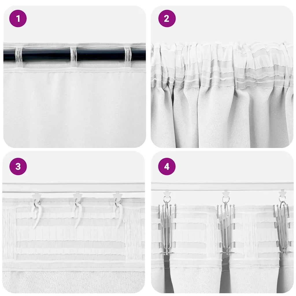 vidaXL Tende con tende 2 pcs Bianco brillante Poliestere