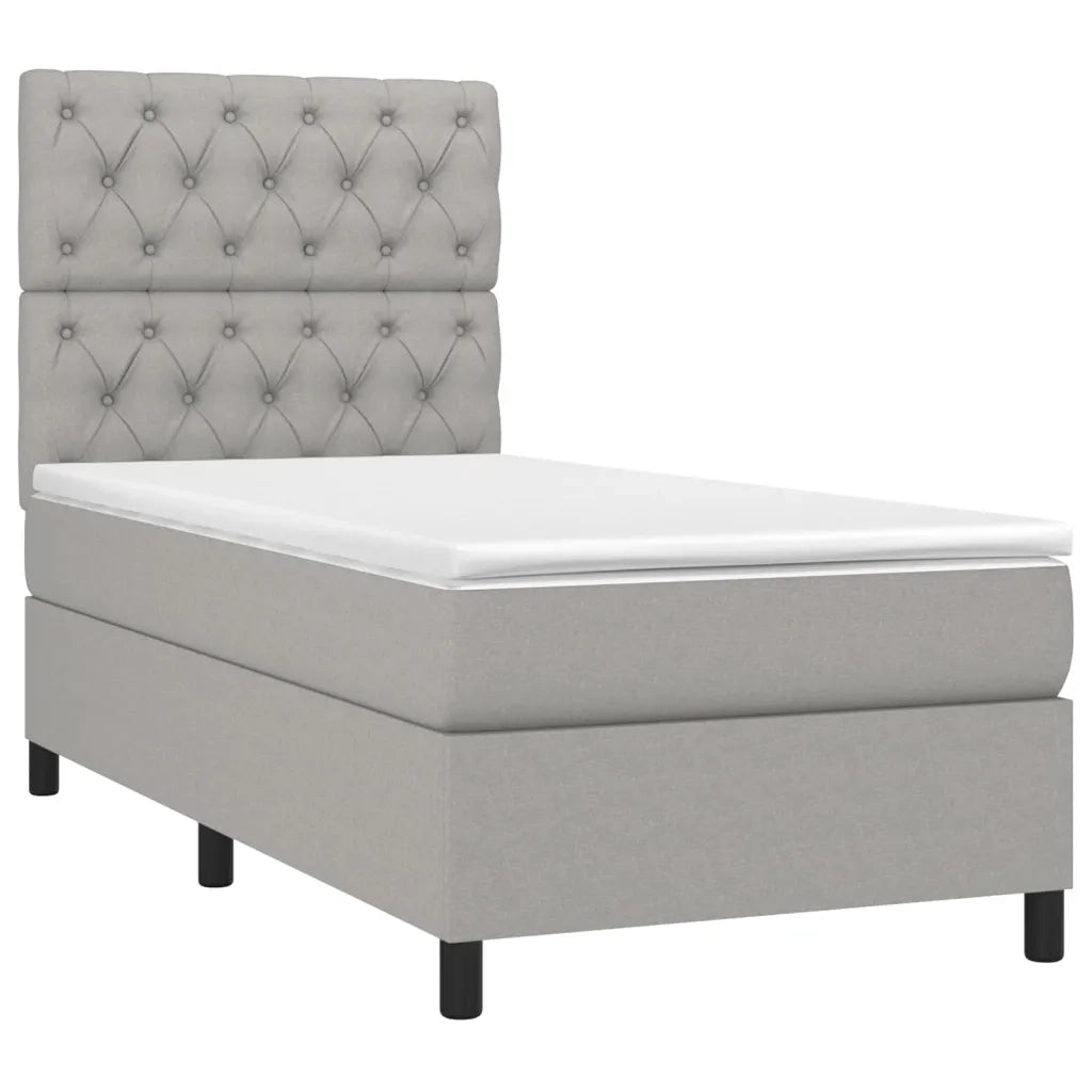 Letto singolo | Letto per adulti | Giroletto a Molle con Materasso Grigio Chiaro 80x200 cm Tessuto