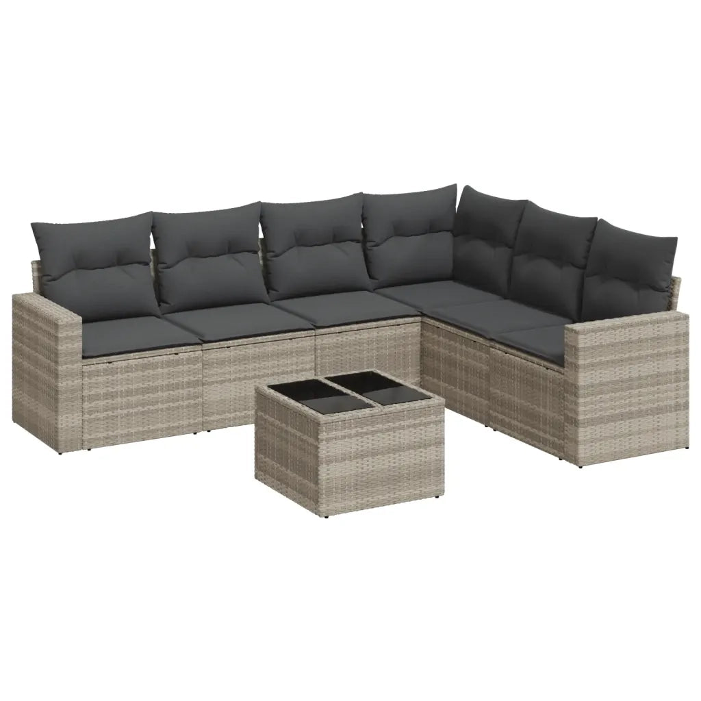 Set Divani da Giardino 7pz con Cuscini Grigio Chiaro Polyrattan 3219012