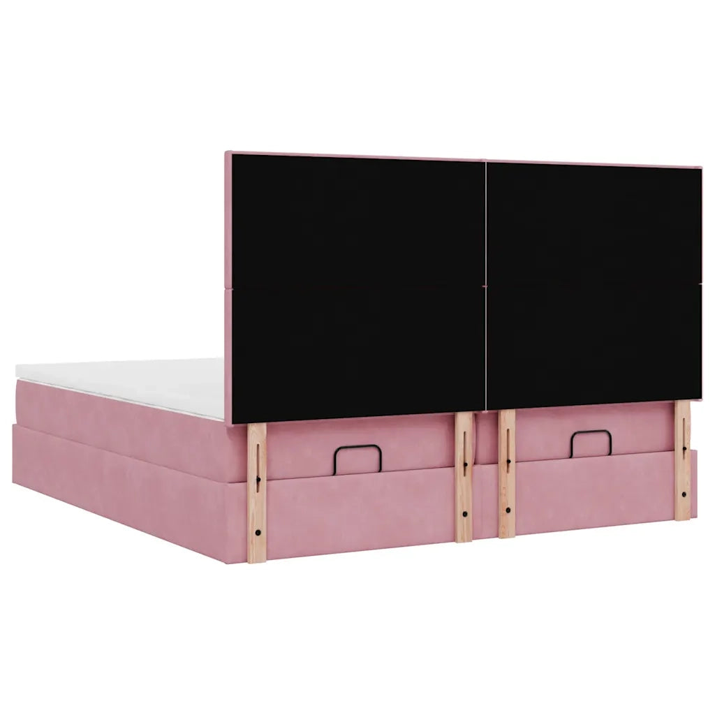 Struttura Letto Pouf con Materassi Rosa 200x200 cm Velluto 3313765