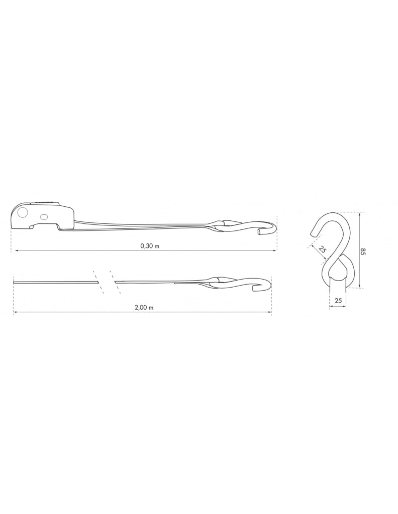 Set di 2 cinghie 2 m con cricchetto e gancio a S, mimetiche, 25 mm – THIRARD