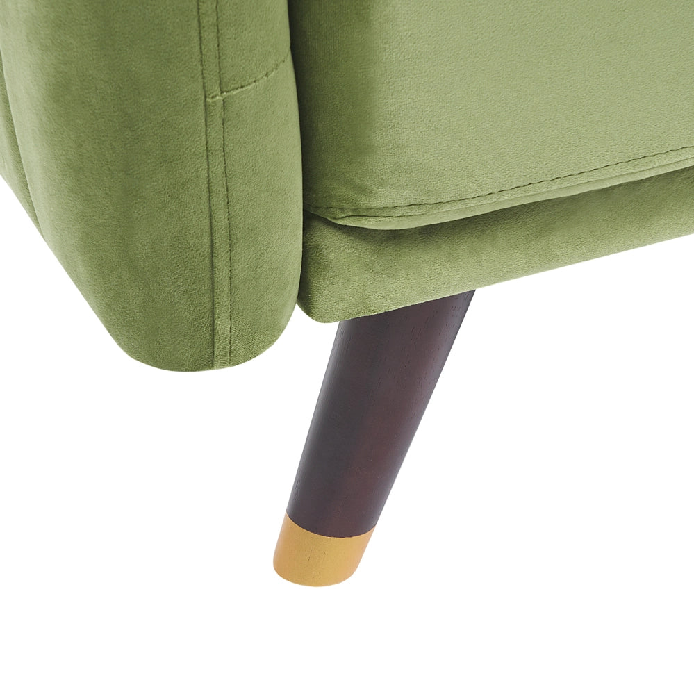 Divano Letto Tessuto Velluto Blu Navy Soggiorno Moderno 3 Posti Gambe In Legno Braccio A Pista
