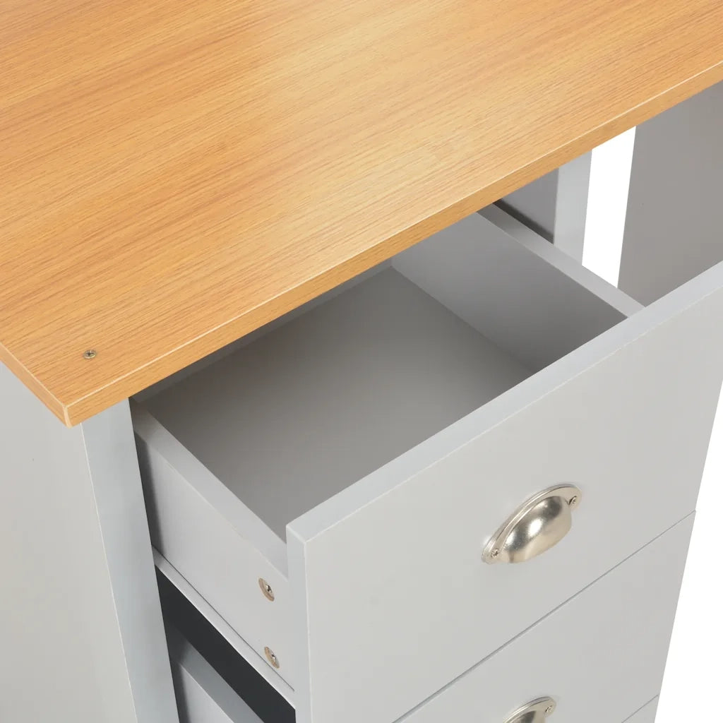 Toeletta | Tavolo da Trucco con Specchio e Sgabello Grigio 104x45x131 cm