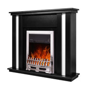 Camino Elettrico da Pavimento 95x110x27 cm Effetto Fiamma 2000W Gustavo & Galileo silver Nero/bianco