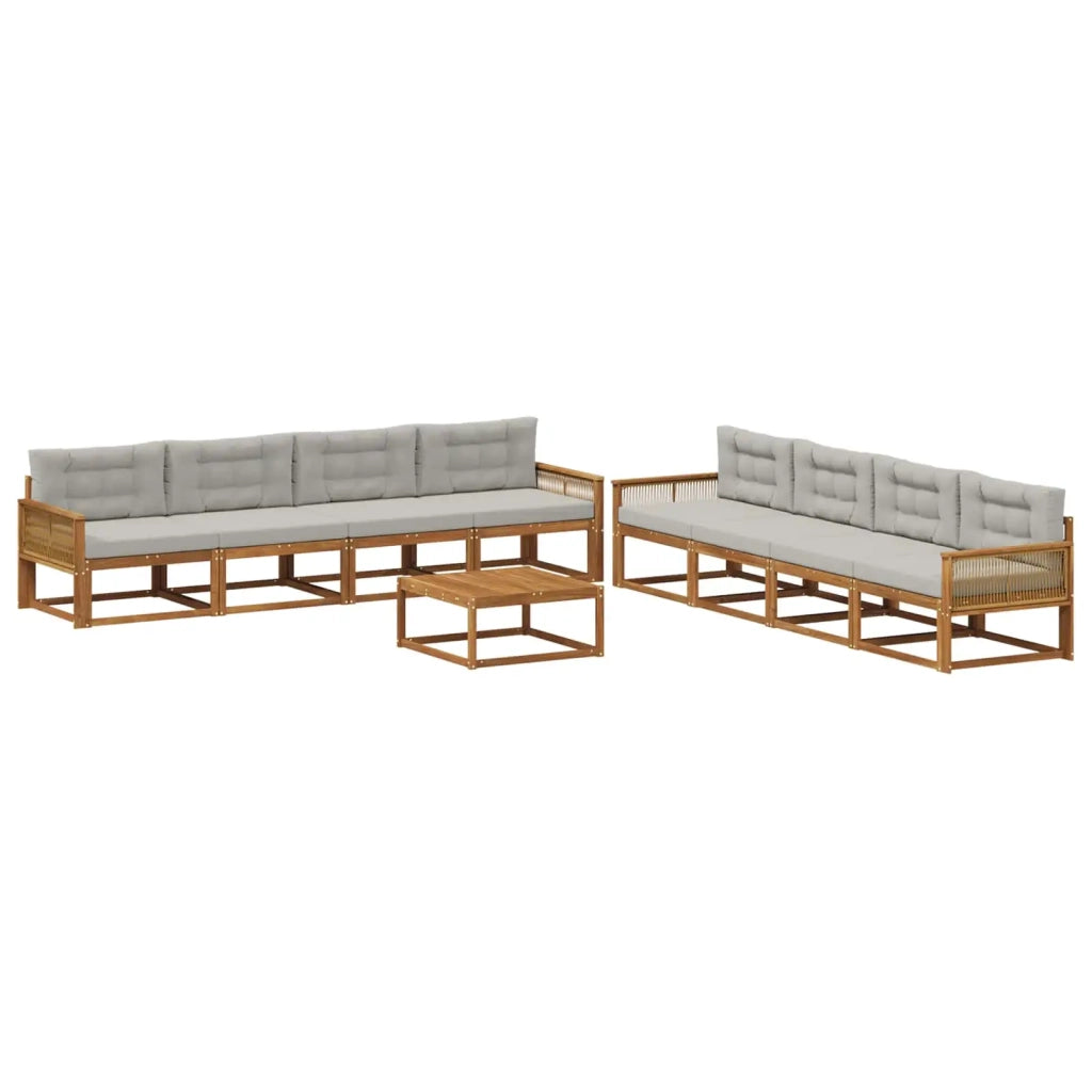 Set di divani da esterno 9 pcs Naturale e Grigio chiaro 3382449