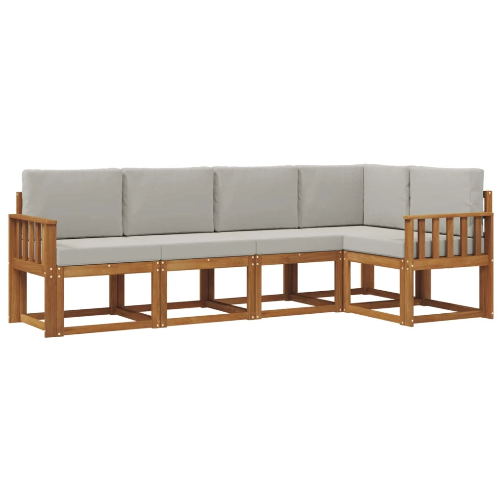 Set di divani da esterno 5 pcs Grigio Naturale e Chiaro