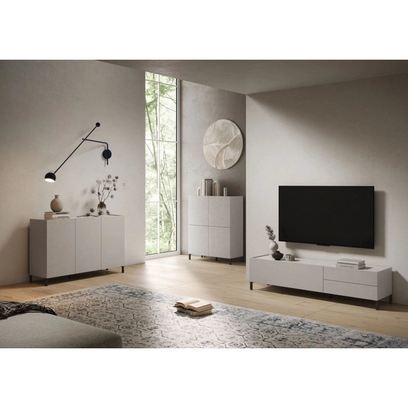 Madia moderna 3 ante 130x40x84 cm Solaria - Cashmere