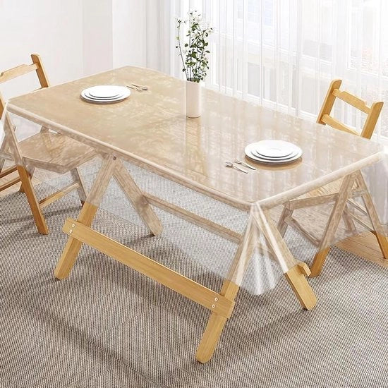 Foglia di tavolo trasparente 130 x 70 cm - 0,25 mm impermeabile all'acqua - Adatto per cucina interna ed esterna