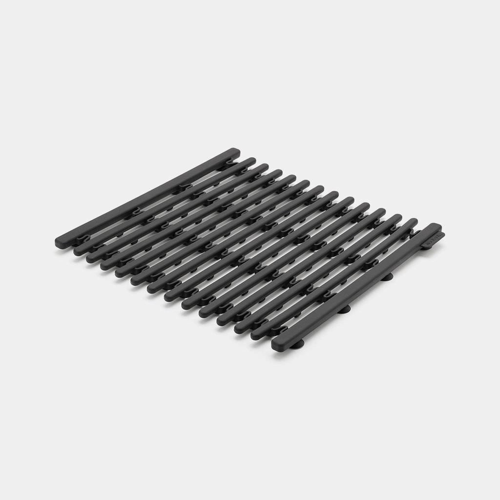 Brabantia 302589 Tappetino per Lavello in Silicone Estensibile da 30 a 45 cm con Ventose per Fissaggio Resistente al Calore fino a 220 °C colore Grigio Scuro