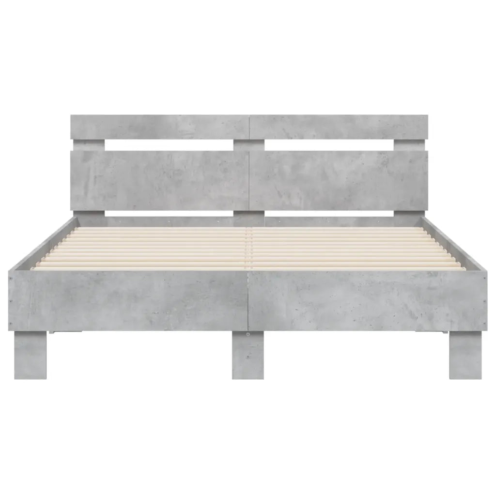 Giroletto con Testiera e LED-Struttura Letto con testiera Grigio Cemento 135x190 cm 906320