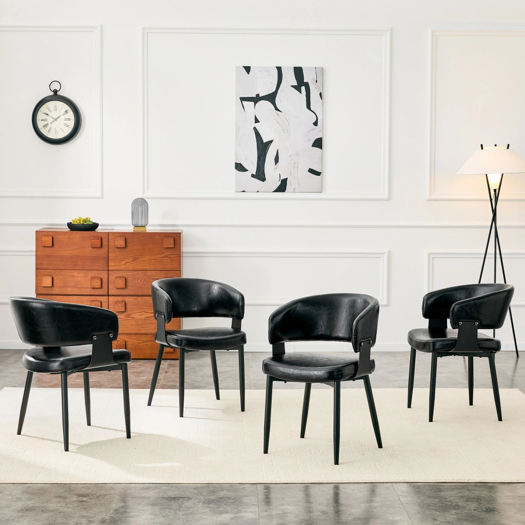 Sedia da Pranzo con Braccioli e Schienale Ergonomico in PU Nero 96 × 59.5 × 40 cm