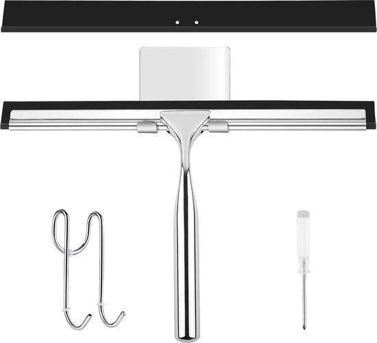 Tirante per vetrerie in acciaio inossidabile con 2 labbra tirante a silicone - utilizzo professionale - pulizia vetrerie in bagno cucina finestre parabrezza.