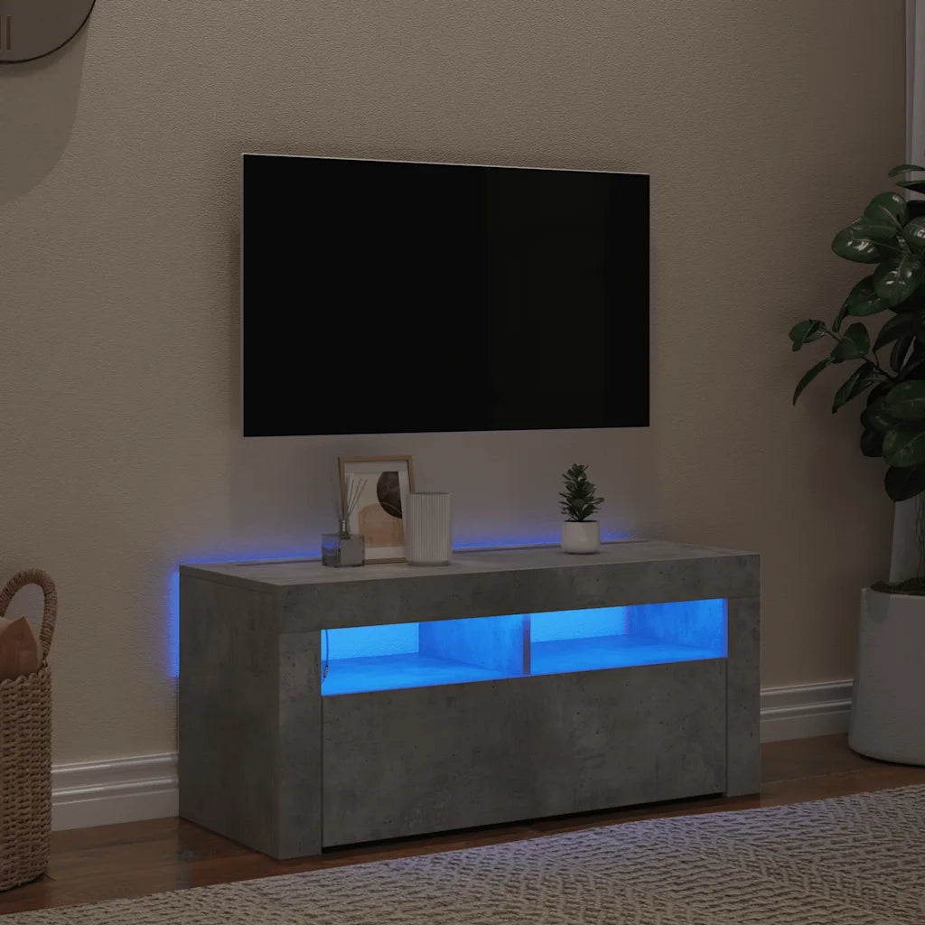 Mobile Porta TV con Luci LED Grigio Cemento 90x35x40 cm cod mxl 34014