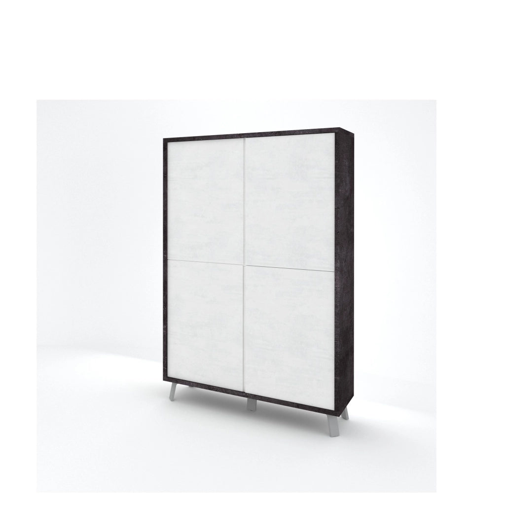 Credenza alta VELBRUK nero pietra/bianco pietra