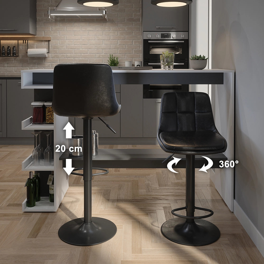 Set di 2 sgabelli da bar Sena Nero 42 x 86 cm Vicco