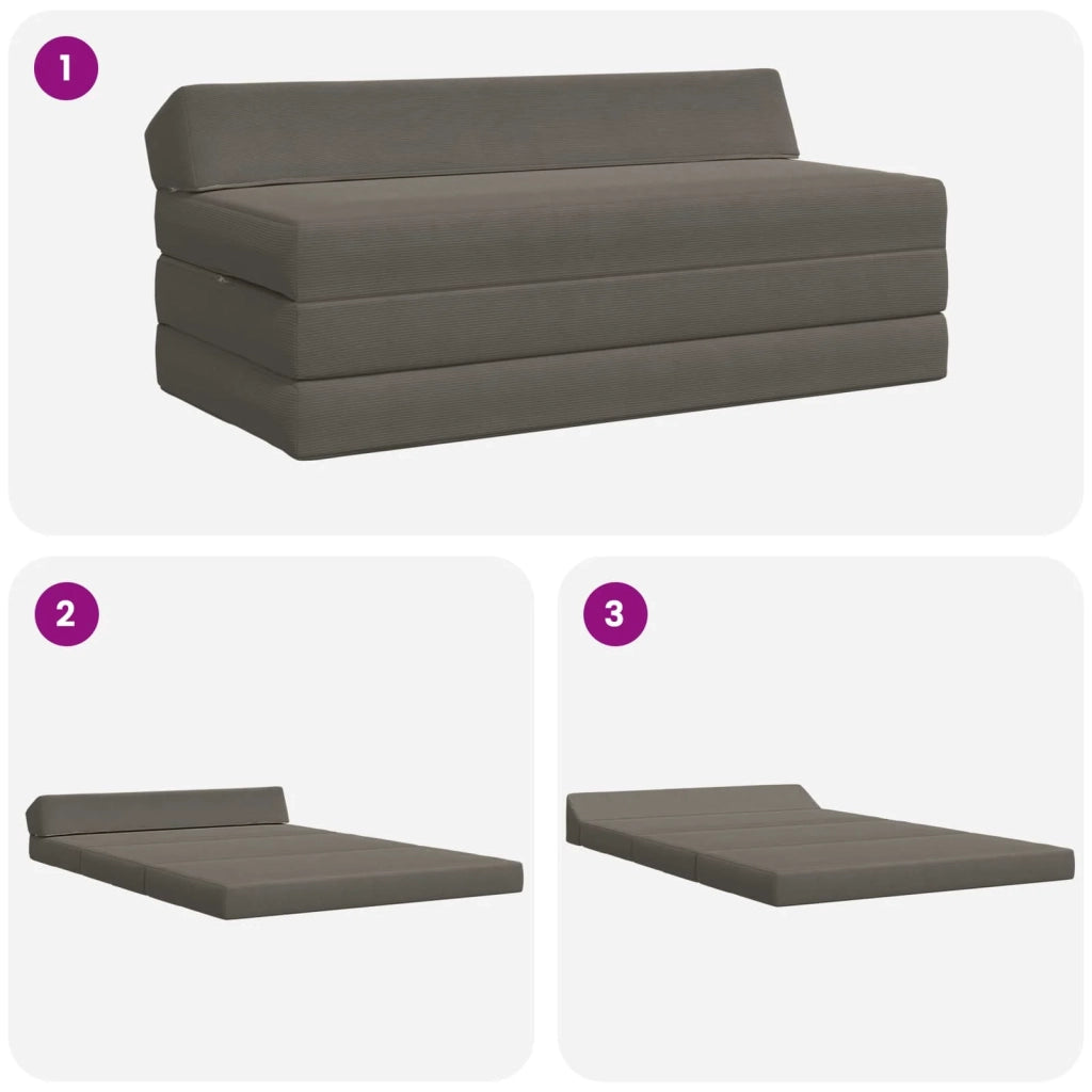 Divano Letto Pieghevole Grigio Chiaro 120 x 60 x 49 cm Tessuto