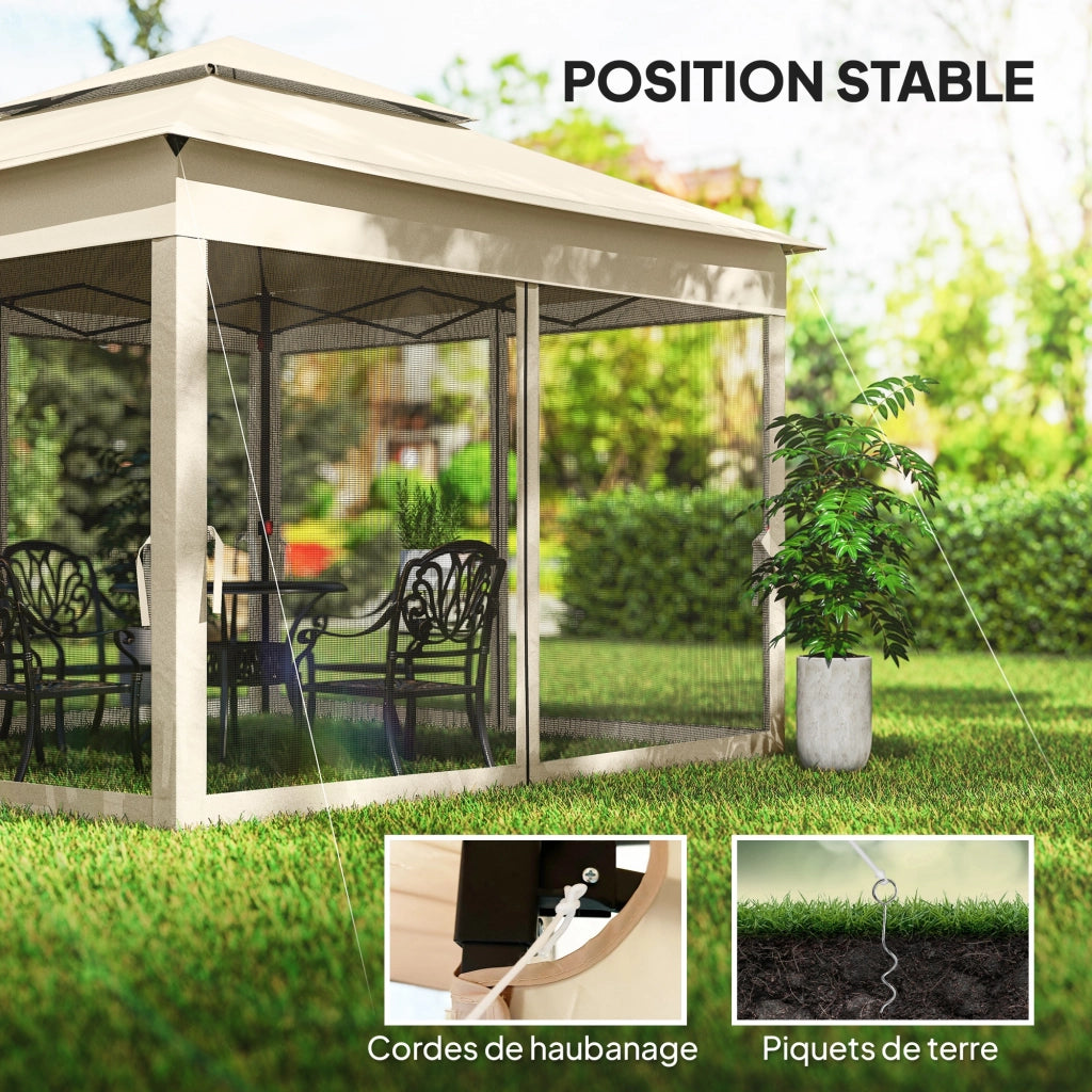 Tonnelle da giardino pieghevole 3x3m ¨C zephmum ¨C crema, metallo, poliestere