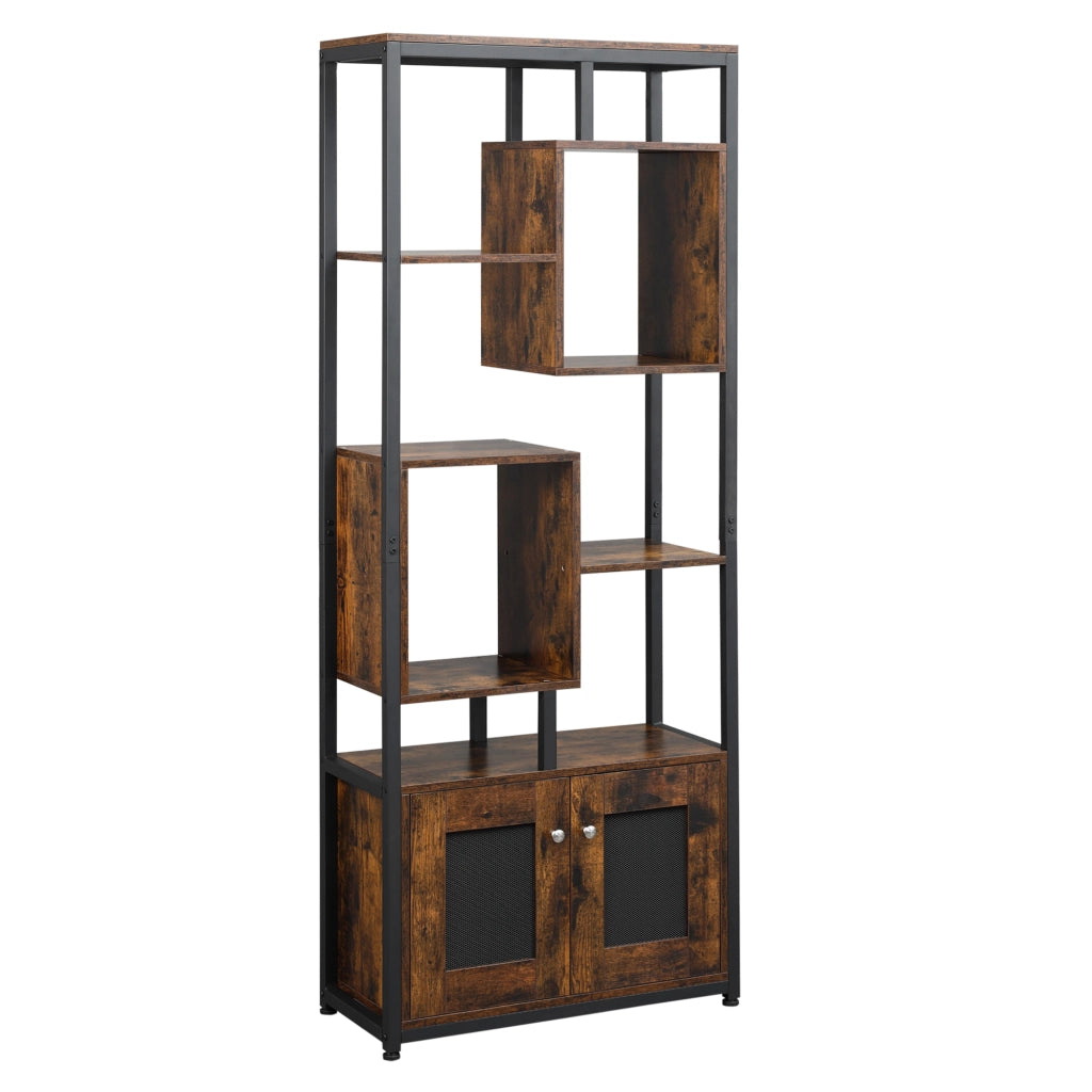 Libreria Scaffale in Stile Industriale con Armadietto ¨C Zephmum ¨C Marrone, 70x30x180cm