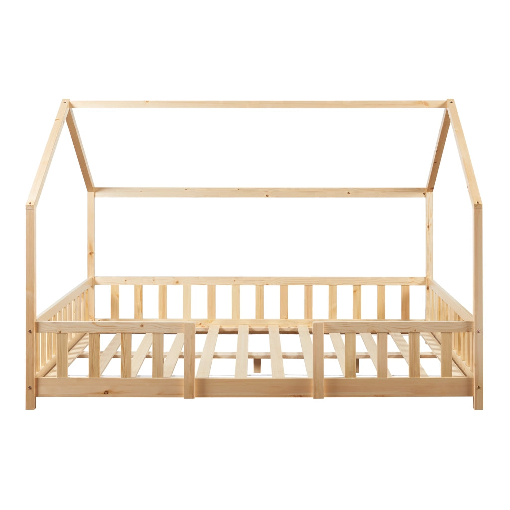 Letto per Cameretta Sisimiut a Forma di Casetta 140x200 cm Legno Naturale [en.casa]
