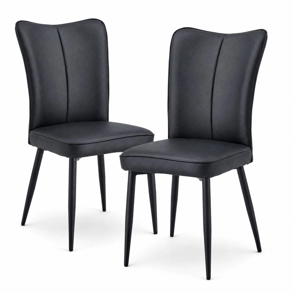 Sedia da sala da pranzo design nera, set da 2, PU, 45 x 44 x 89 cm, per ufficio