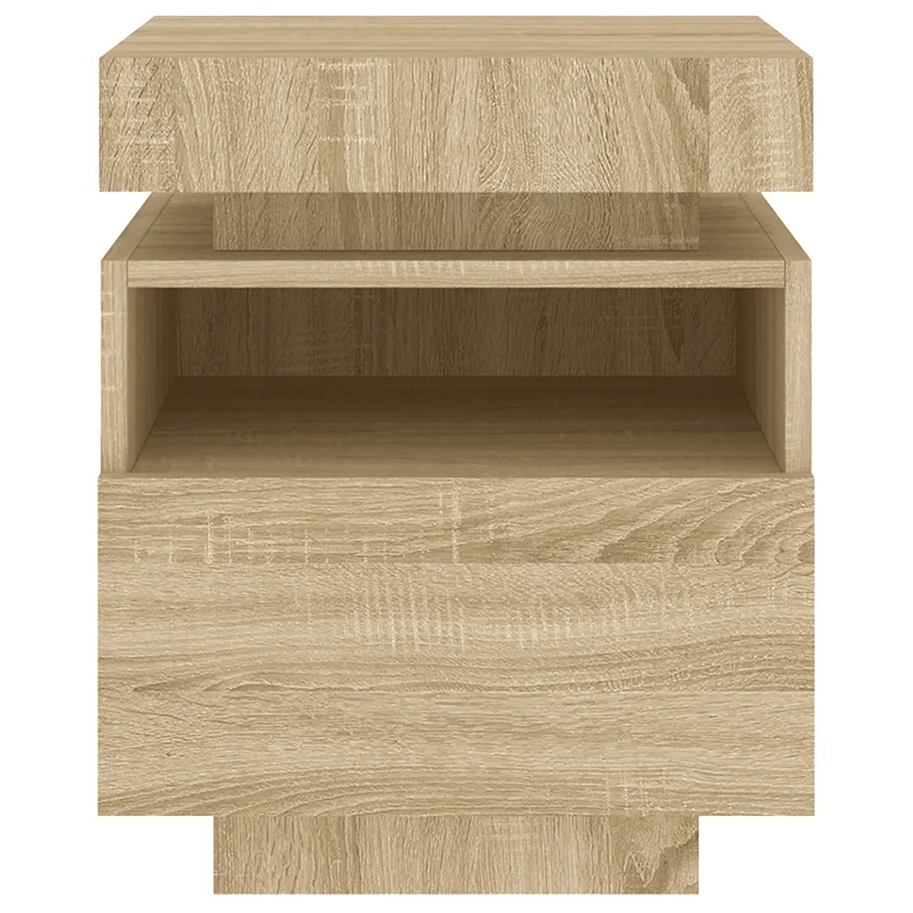 Set di 2 Comodini | Armadio da Notte | Mobiletto da notte con Luci LED Rovere Sonoma 40x39x48,5 cm