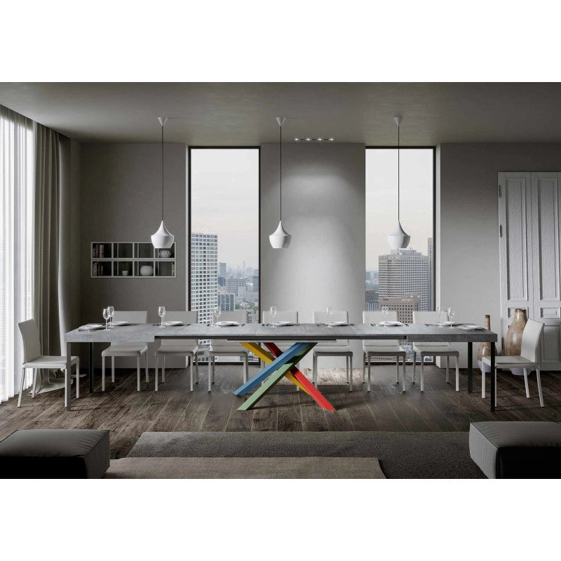 Tavolo allungabile 200/460x90 cm Volantis telaio Multicolore 4/B - Cemento