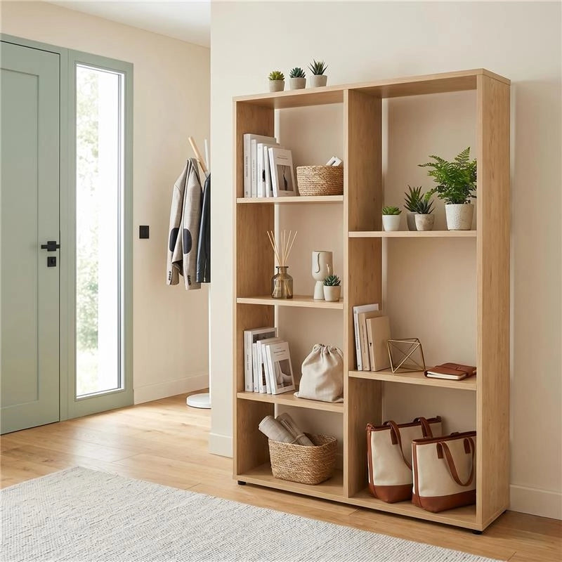 LIBRERIA IN MDF ROVERE CON RIPIANI SFALSATI MISURE: 80X24X126 CM