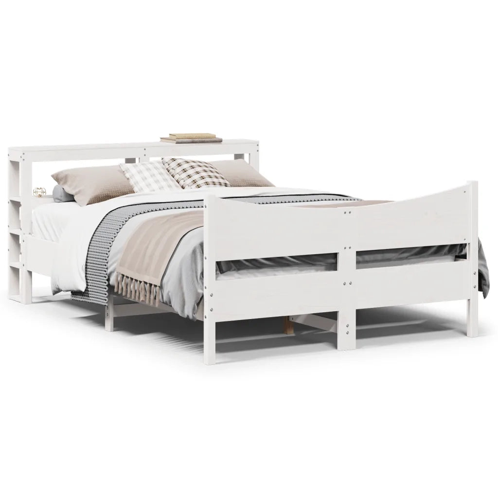 vidaXL Giroletto con Testiera Bianco 120x190 cm Legno Massello di Pino
