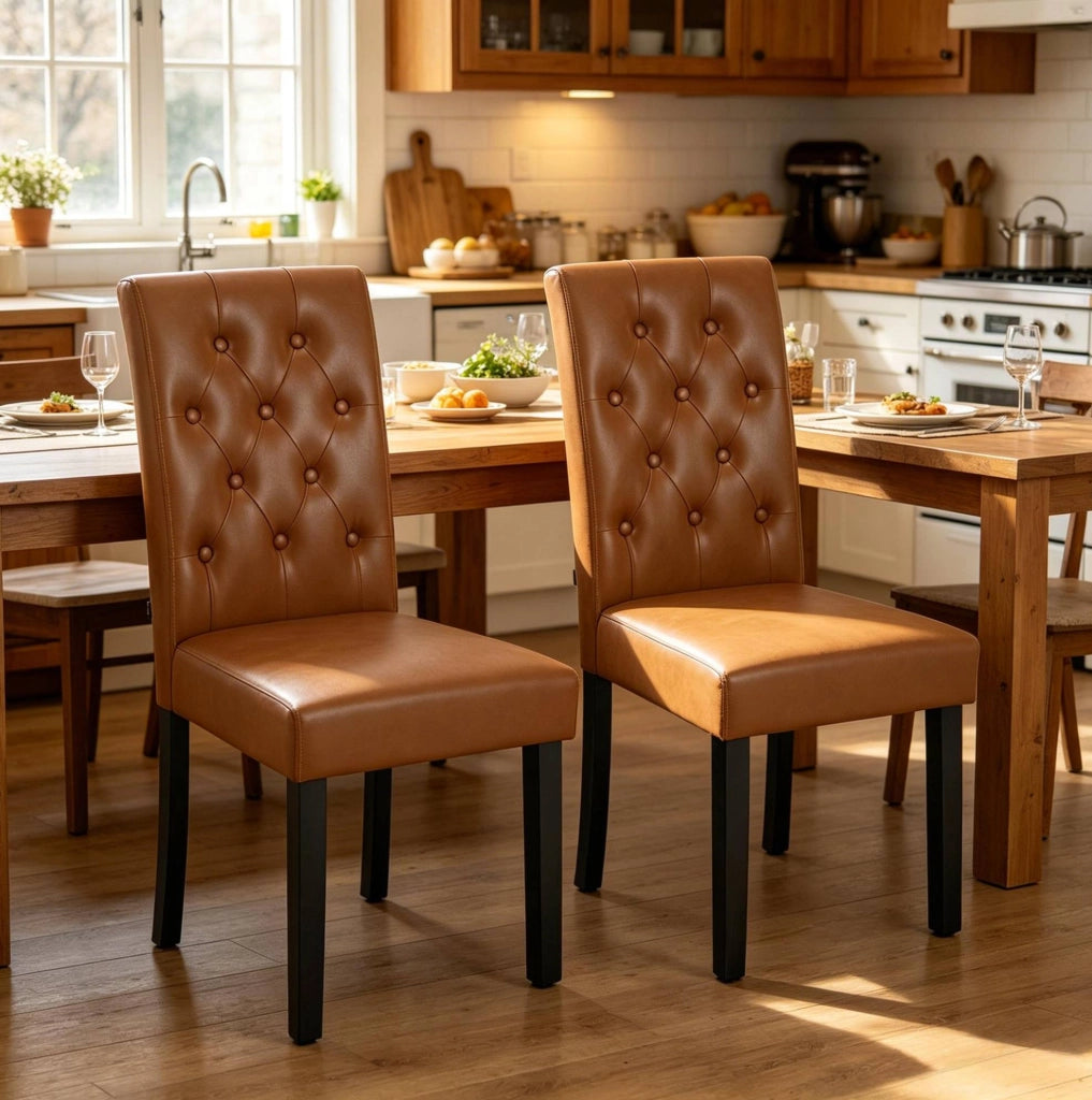 Sedia da pranzo 49 x 99 x 42 cm in similpelle marrone, set da 2