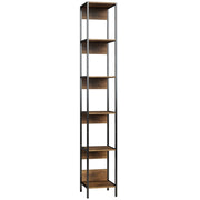 Libreria 29,5x30x185 cm Scaffale a 6 Ripiani Finitura in Legno e Acciaio Marrone