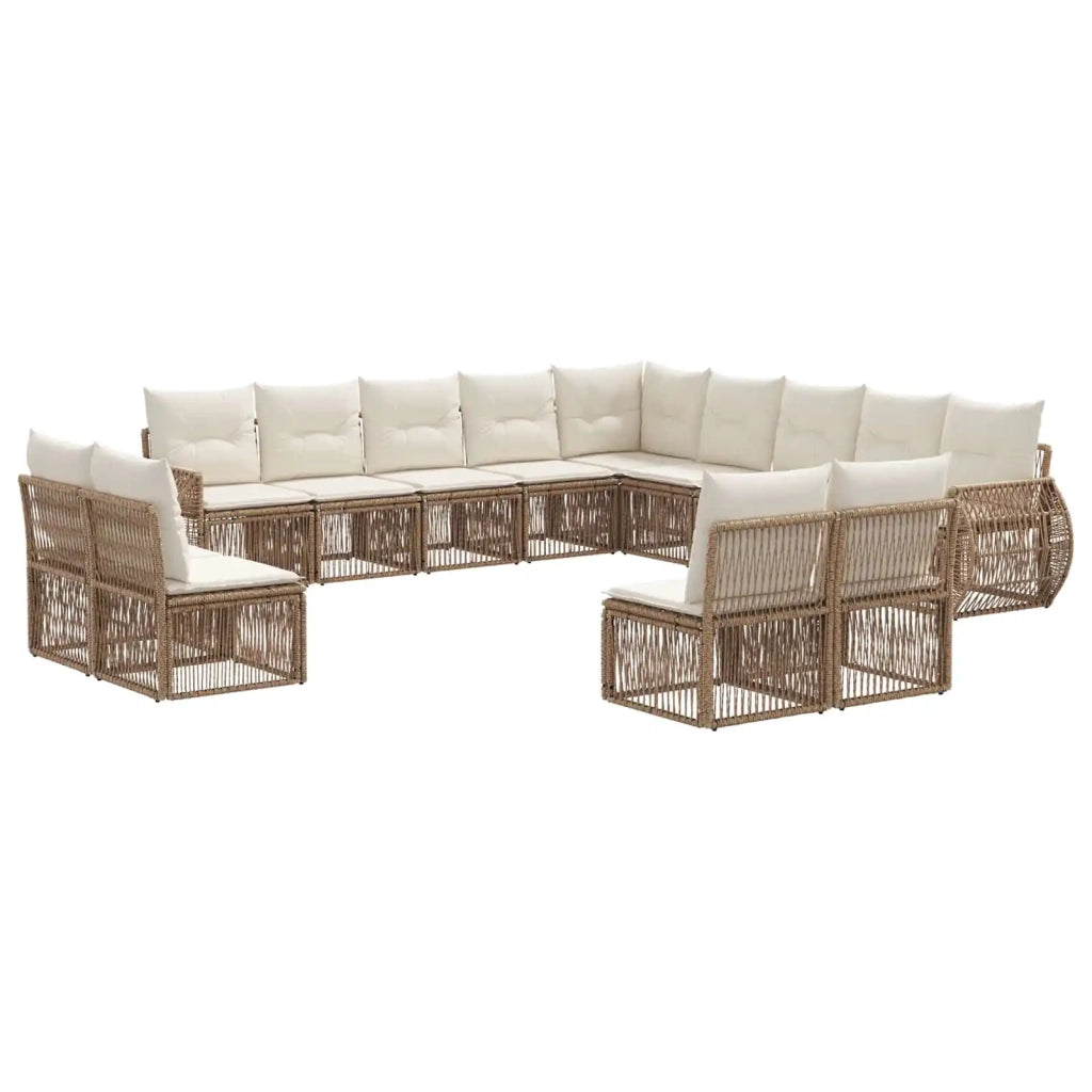 Set Divano da Giardino 13 pcs Beige e Bianco Crema polyrattan 3435582