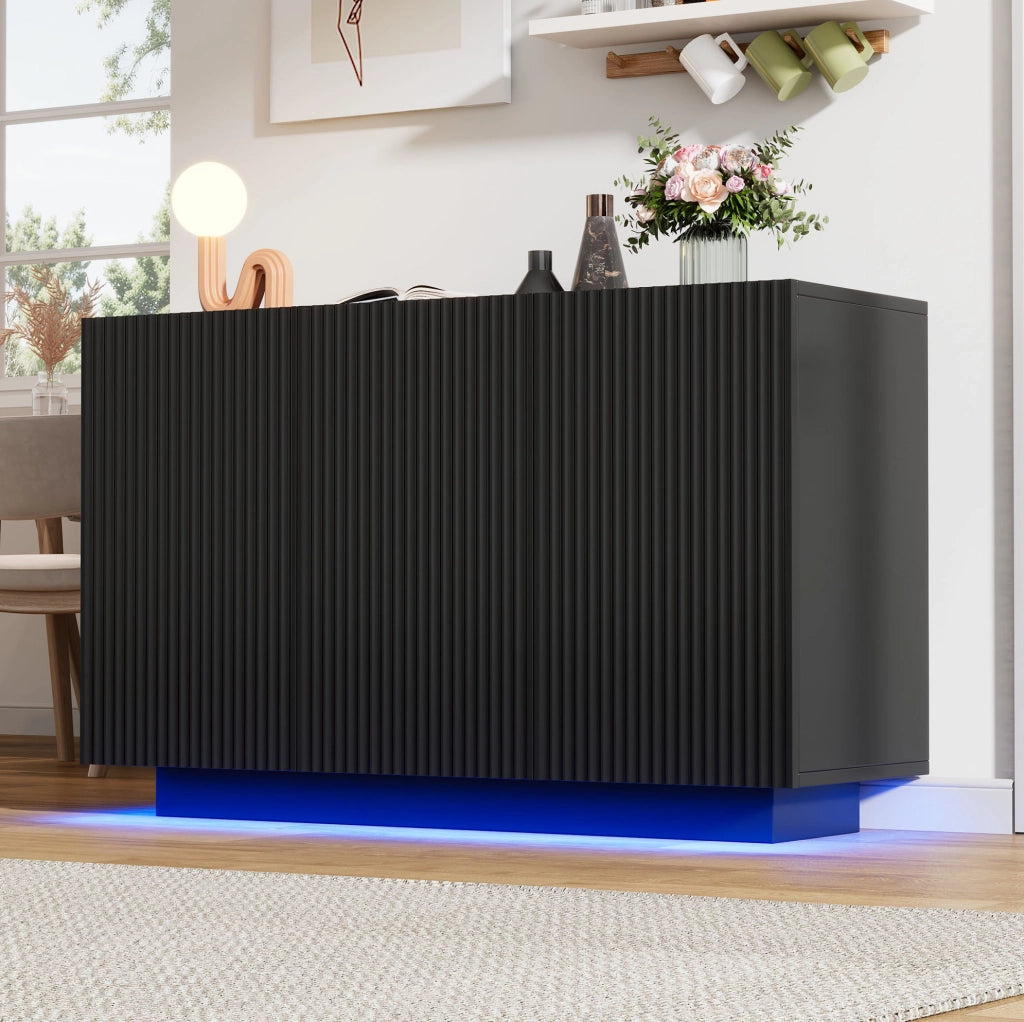 Sideboard LED 120x40x75 cm in MDF nero con luci Bluetooth