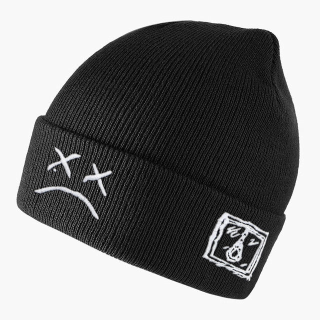 Cappelli lavorati a maglia ricamati alla moda, caldi cappelli invernali lavorati a maglia, neri