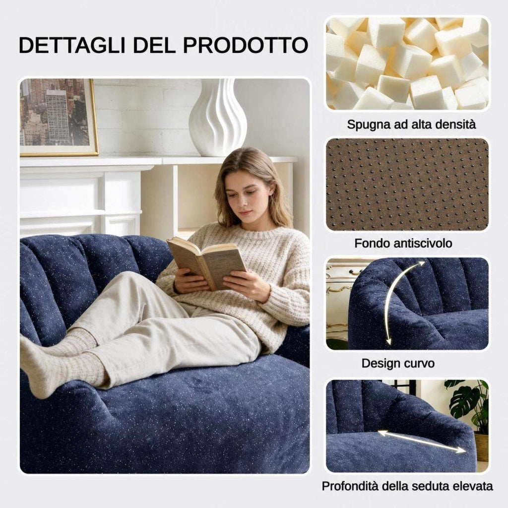 Poltrone relax, pouf, poltrone extra-large,Frevano ideali per il soggiorno e la camera da letto, colore nero