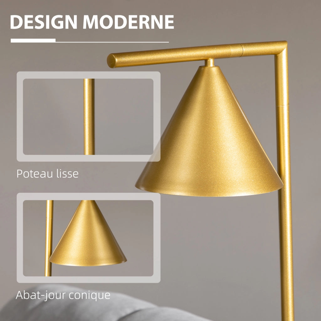 Lampada da terra ¨C zephmum ¨C dorato, abat-jour orientabile, base in marmo, 35x26x153 cm