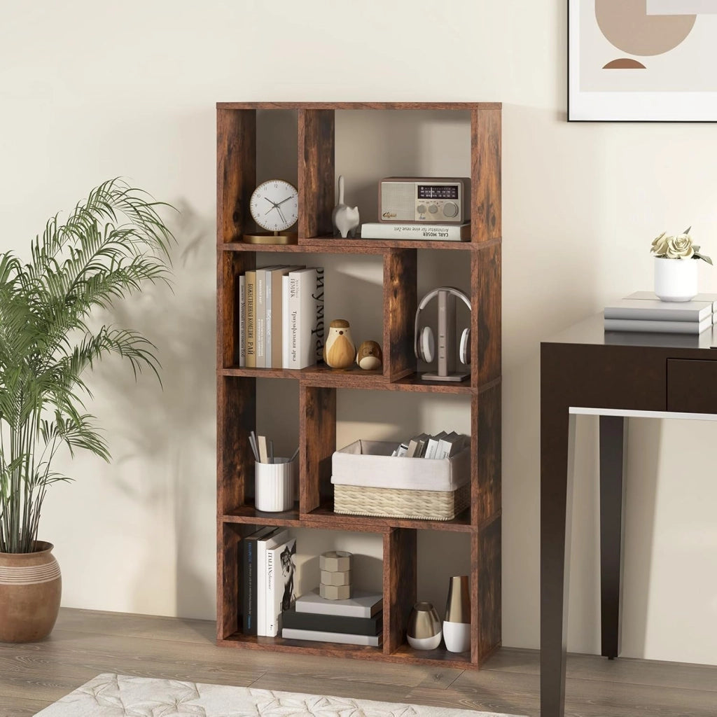 Libreria con 8 scomparti, scaffale divisorio 60 x 20 x 120 cm, scaffale in legno con 2 dispositivi di protezione antiribaltamento, scaffale a cubi per soggiorno e cameretta per bambini