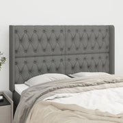 Testiera ad Orecchio-Testata con Orecchie GrigioScuro 163x16x118/128cm inTessuto 744229