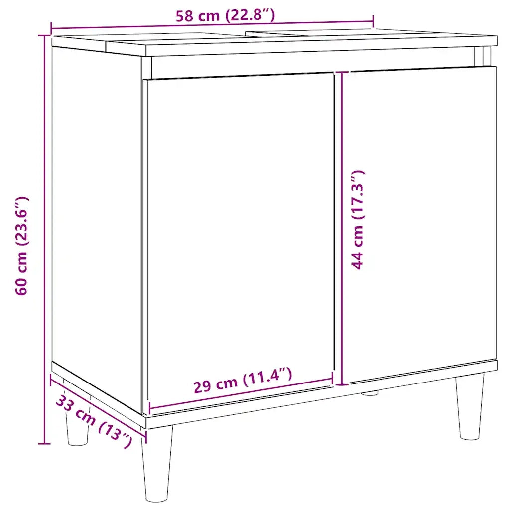 vidaXL Mobile Lavabo Rovere Artigianale 58x33x60 cm Legno Multistrato
