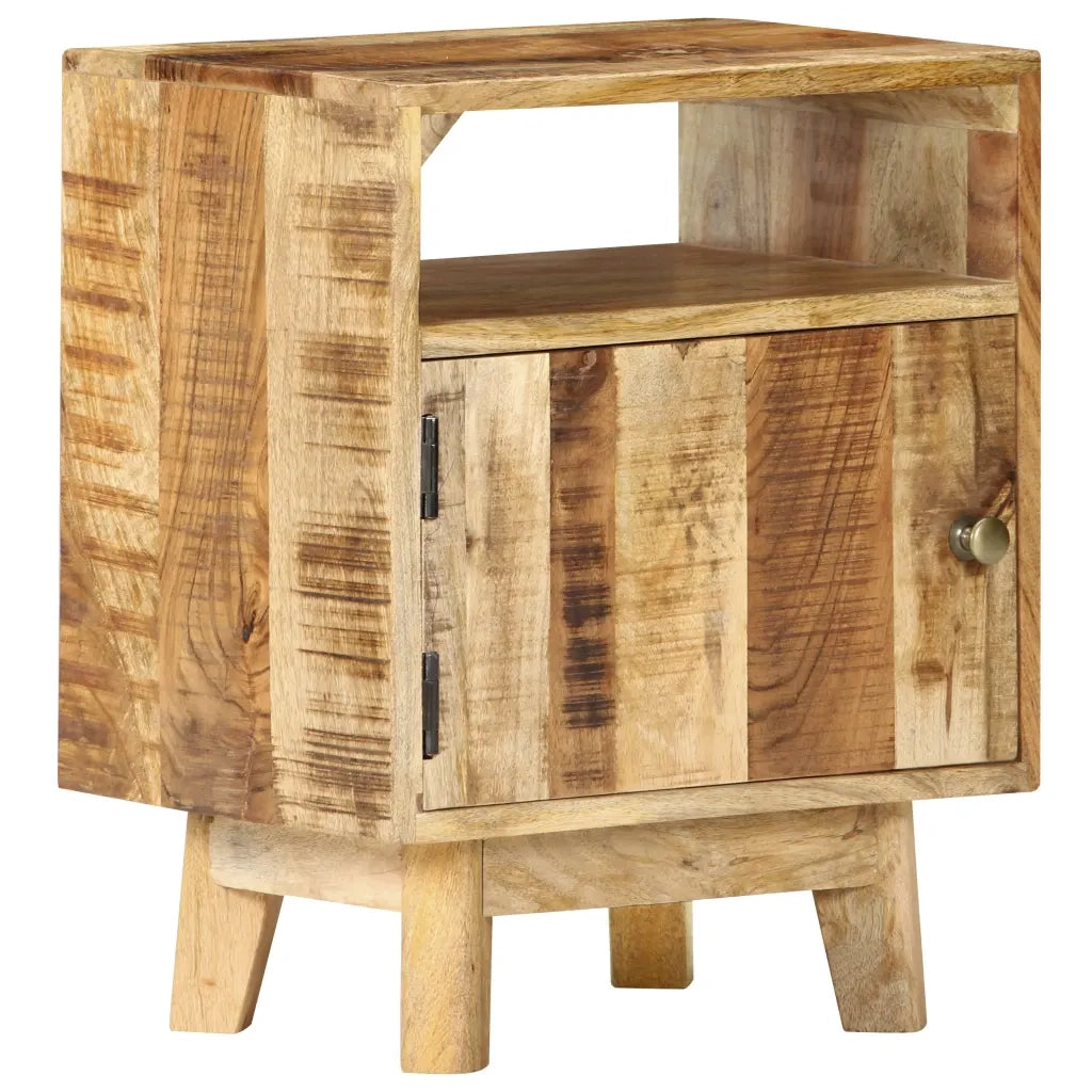 Comodino | Armadio da Notte | Mobiletto da notte 40x30x50 cm in Legno di Mango Grezzo