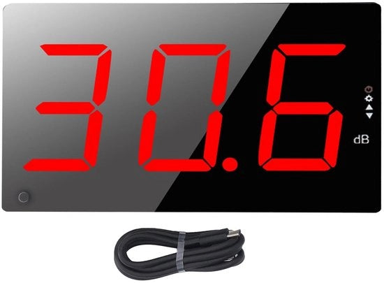 Misuratore del rumore con schermo LCD grande - Decibelmetro 30-130dB - Sistema di allarme - Materiale ABS - Risposta frequenziale 31,5Hz-8,5kHz
