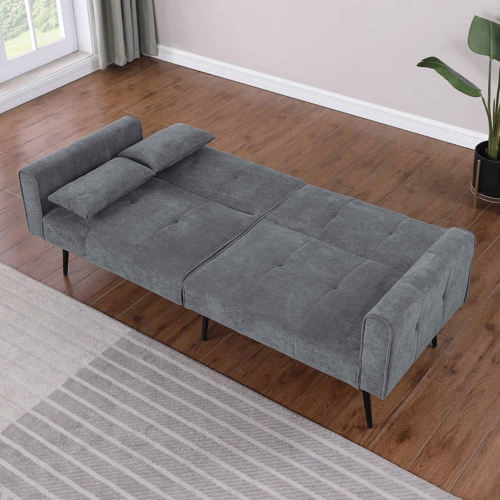 Divano letto convertibile con schienale regolabile e struttura stabile in tessuto grigio per salotto 175 × 71 × 71 cm