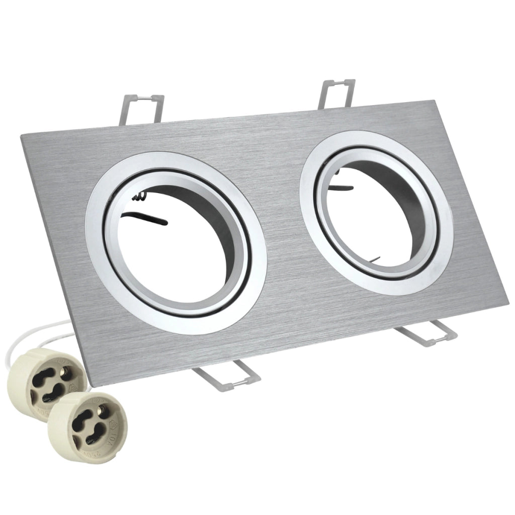 Faretto incasso Polux South 2xGU10 rettangolare argento spazzolato