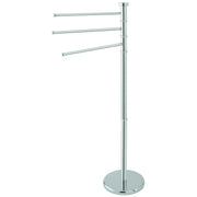 Trade Shop - Porta Asciugamani Piantana Acciaio 3 Aste Girevoli 360° Base Tonda Altezza 93 Cm -