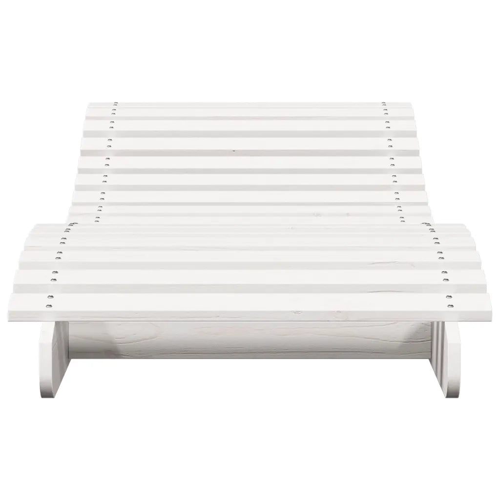 Lettino Prendisole Bianco 205x70x31,5 cm in Legno Massello Pino 832581